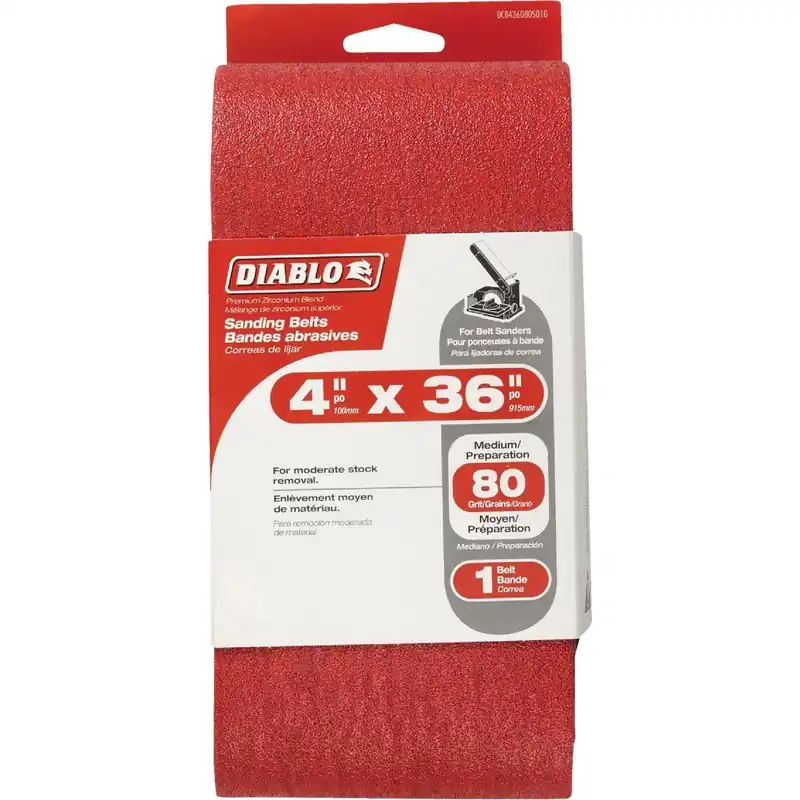 Diablo DCB436080S01G 4 In. x 36 In. 80 Grit General Purpose Sanding Belt