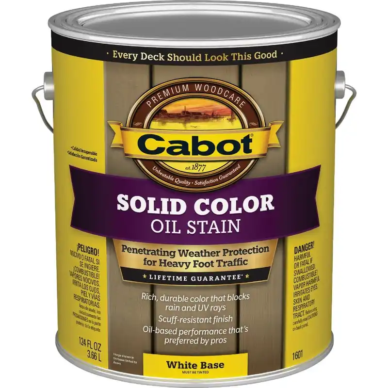 Cabot 140.0001601.007 Solid Color Oil Deck Stain White Base 1 Gal.