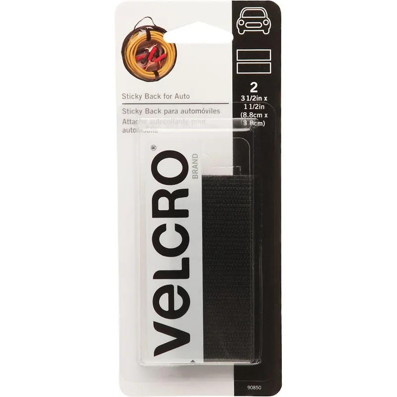 Velcro 90850 Black Sticky Back For Auto Hook & Loop Strip (1-1/2 In. x 3-1/2 In.)