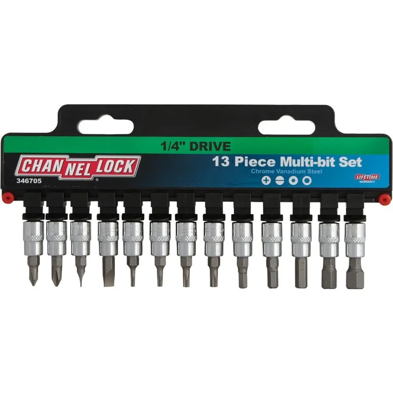 Channellock 346705 1/4 In. Drive 6-Point Combination Socket Bit Set (13-Piece)
