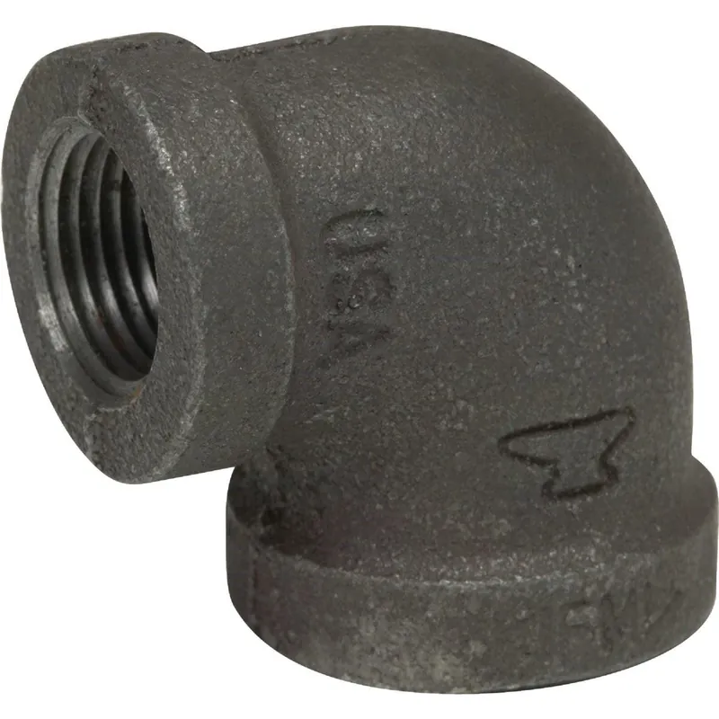 Anvil 8700124707 1 In. x 3/4 In. 90 Deg. Reducing Malleable Black Iron Elbow (1/4 Bend)
