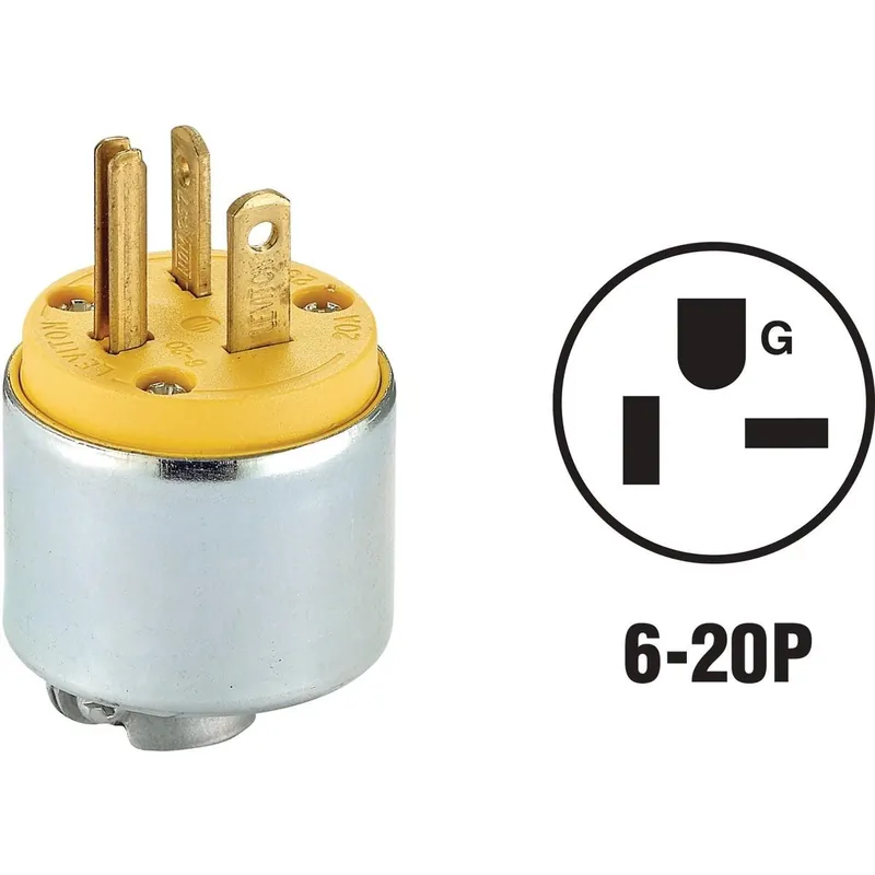 Leviton 000-620PA 20A 250V 3-Wire 2-Pole Armored Cord Plug
