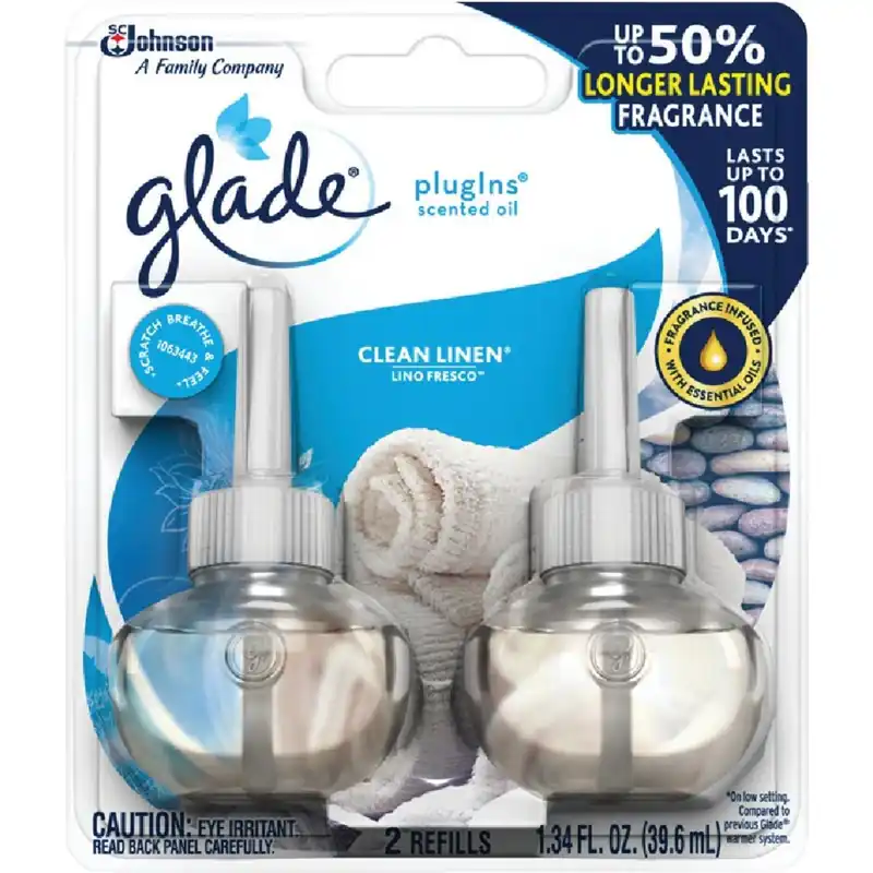 Glade 14384 PlugIns Clean Linen Scented Oil Air Freshener Refill (2-Count)