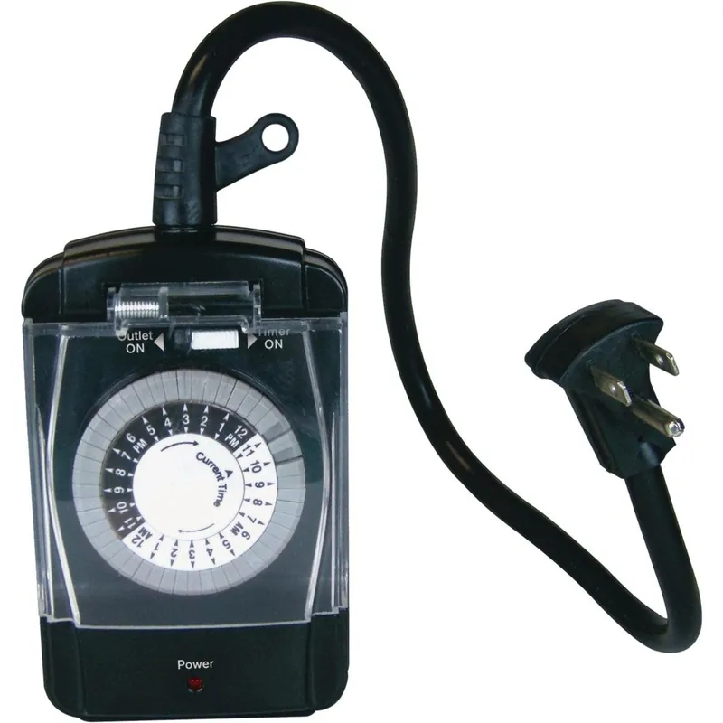 Prime Wire TNO24111 15A 125V 1875W Black 24 Hr. Outdoor Timer