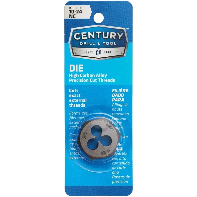 Century Drill Tool 96104 CDT96104 10-24 National Coarse 1 In. Across Flats Fractional Hexagon Die