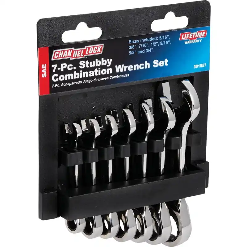 Channellock GT4SSNVLS7 Standard 12-Point Stubby Ratcheting Combination Wrench Set (7-Piece)