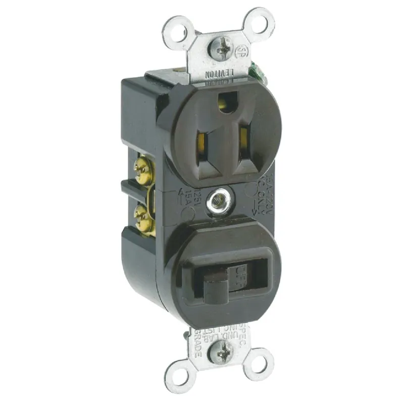Leviton S00-5225-00S Brown 15A Heavy-Duty Switch & Outlet