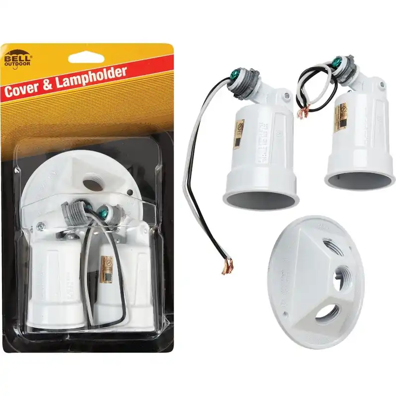 Bell 5625-6 HUB5625-6 150W Aluminum Round Double White Weatherproof Outdoor Lampholder with Cover