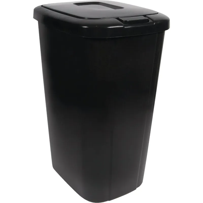 Hefty HFT-2166075-4 53 Qt. Black Wastebasket with Lid