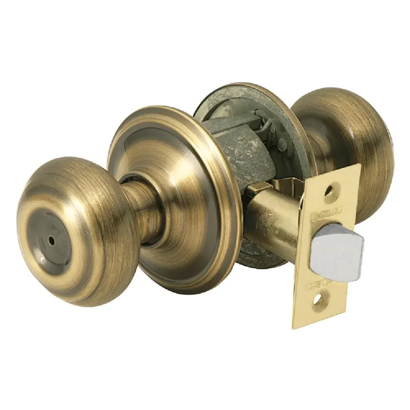 Schlage F40VGEO609 Georgian Antique Brass Bed & Bath Door Knob