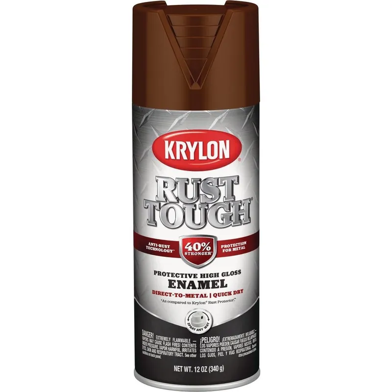 Krylon K09263008 Rust Tough 12 Oz. Gloss Alkyd Enamel Spray Paint Leather Brown