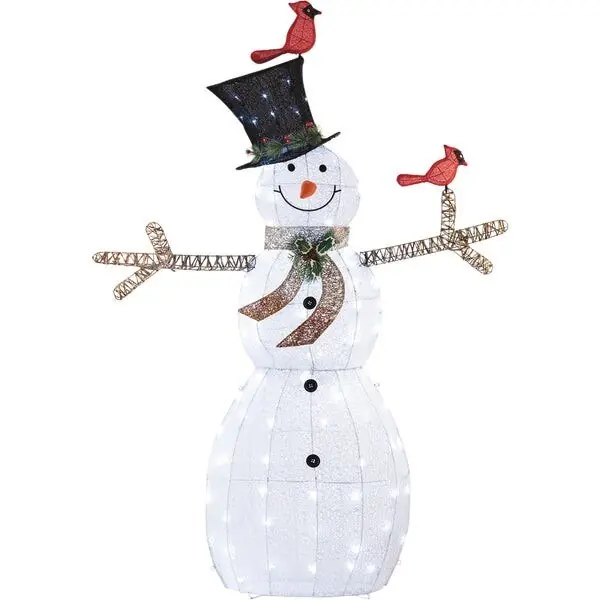 Alpine CHT892 Cool White LED Mesh Cloth Snowman Lighted Decoration