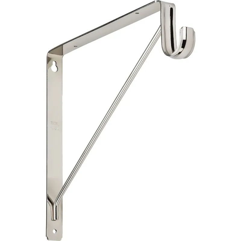 National S822091 Stanley Home Designs 12-5/8 In. H. x 11 In. D. Shelf & Rod Bracket, Chrome