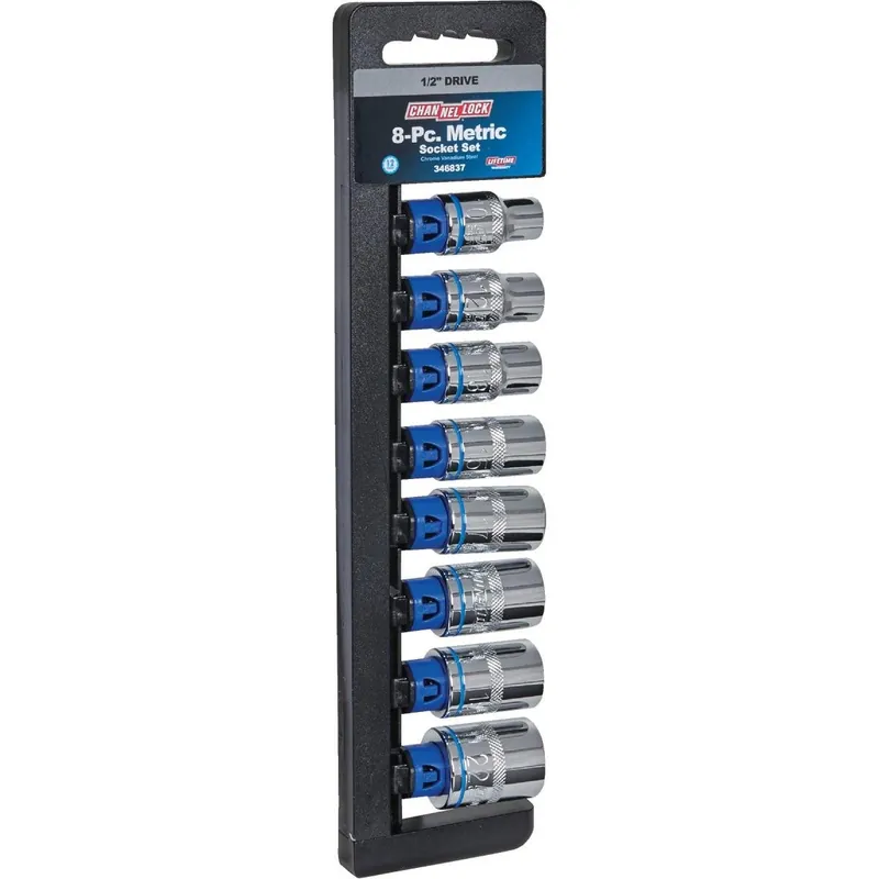 Channellock 346837 Metric 1/2 In. Drive 12-Point Shallow Socket Set