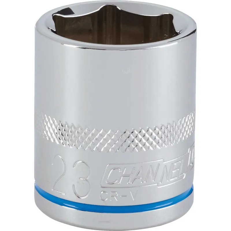 Channellock 302822 1/2 In. Drive 23 mm 6-Point Shallow Metric Socket