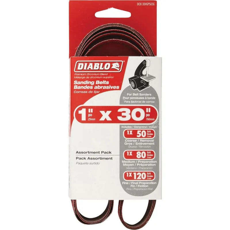 Diablo DCB130VGPS03G General Purpose Sanding Belt 1 Inch x 30 Inch 50/80/120 Grit