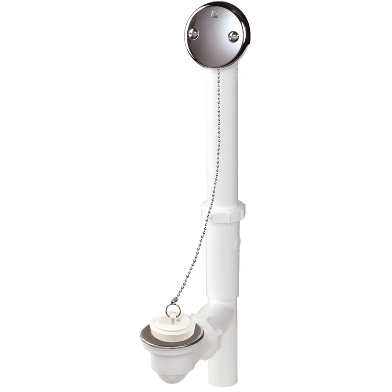 Keeney 61W Plastic Bath Drain with Polished Chrome Trim and Chain and Stopper