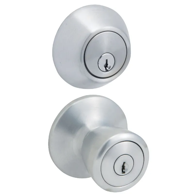 Steel Pro BR6B91B Satin Chrome Deadbolt and Door Knob Combo