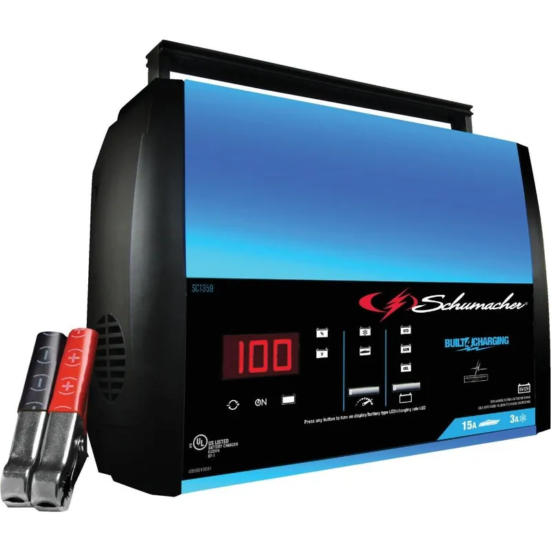 Schumacher SC1359 Fully Automatic 6V and 12V 15A Auto Battery Charger
