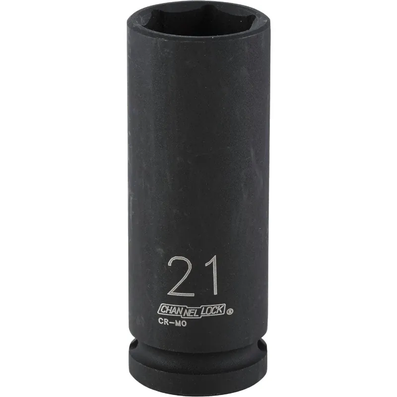 Channellock 302918 1/2 In. Drive 21 mm 6-Point Deep Metric Impact Socket