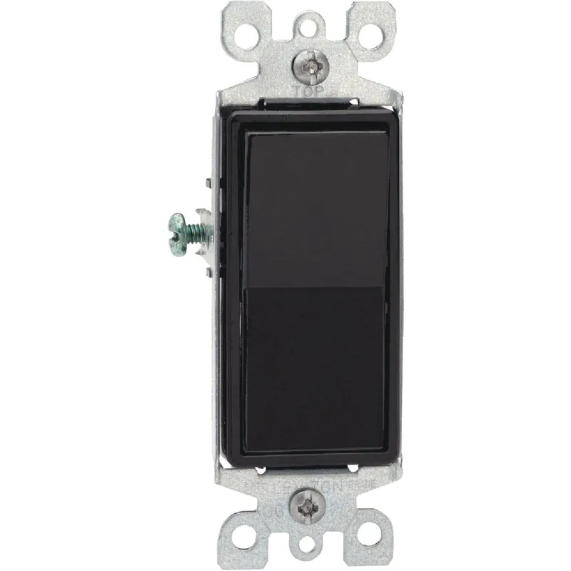 Leviton S15-05603-2ES Decora Rocker Black 15A Grounded 3-Way Switch