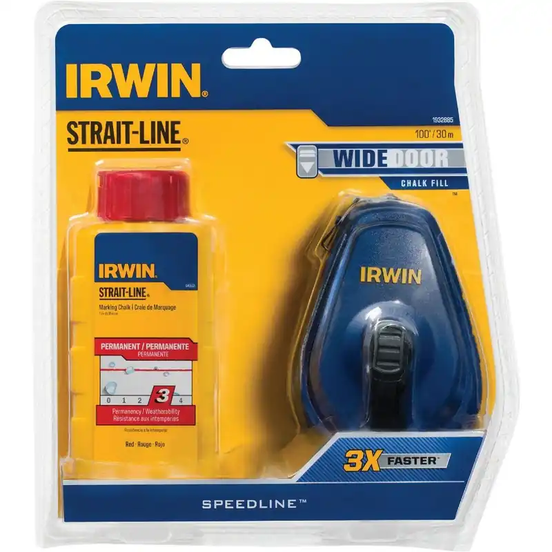 Irwin IWHT48442RC STRAIT-LINE Speed-Line 100 Ft. Chalk Line Reel and Chalk