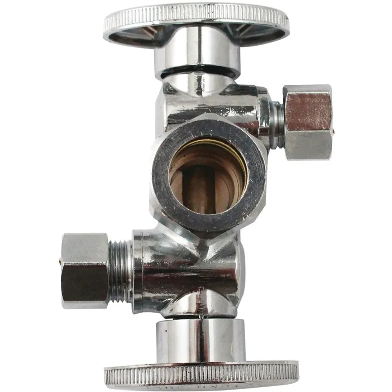 Keeney K2903DHLF Keeey 5/8 OD x 3/8 OD x 3/8 OD Quarter Turn Dual Shut-Off/Dual Outlet Valve