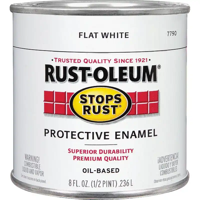 Rust-Oleum 7790730 Stops Rust Oil Based Flat Protective Rust Control Enamel White 1/2 Pt.