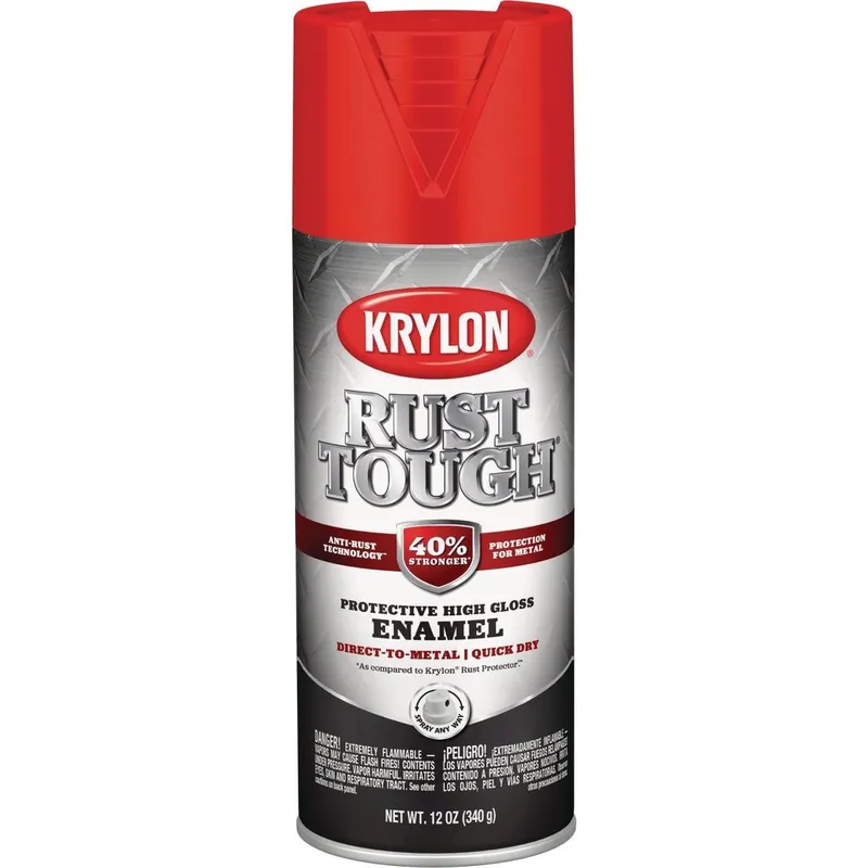 Krylon K09210008 Rust Tough 12 Oz. Gloss Alkyd Enamel Spray Paint Radiant Red/Safety Red