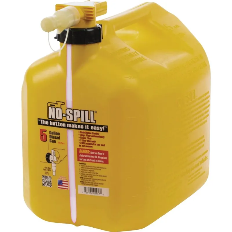 No-Spill 1467 ViewStripe 5 Gal Plastic Diesel Fuel Can Yellow