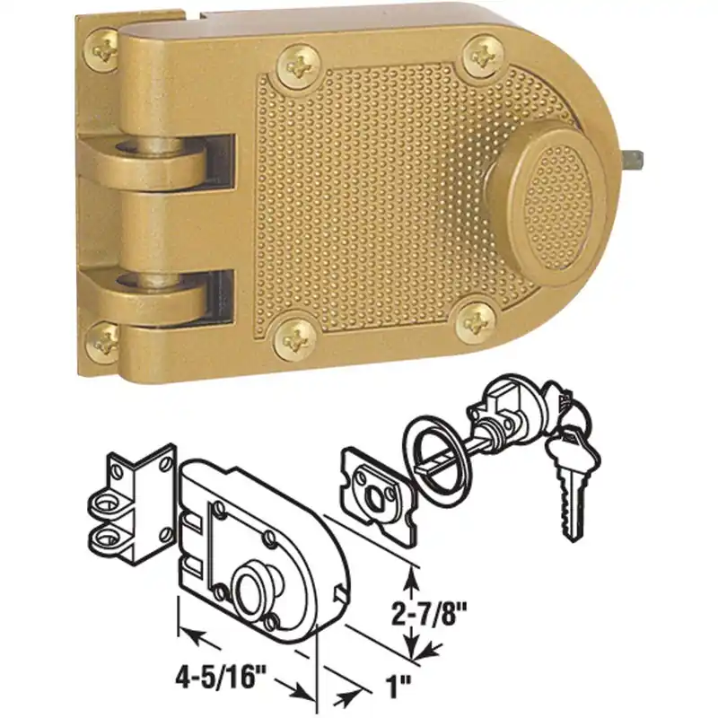 Defender Security U9970 Brass Single Cylinder Single Rim Deadlock, Jimmy-Resistant