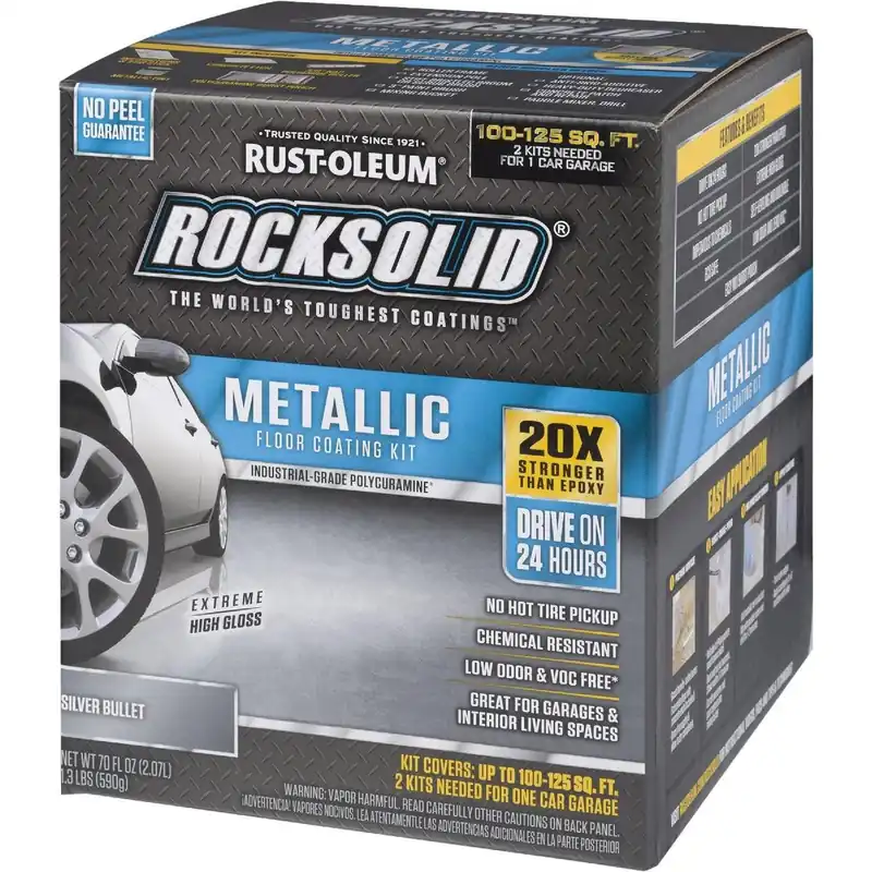 Rust-Oleum 286893 RockSolid Metallic Floor Coating Kit Silver 70 Oz.