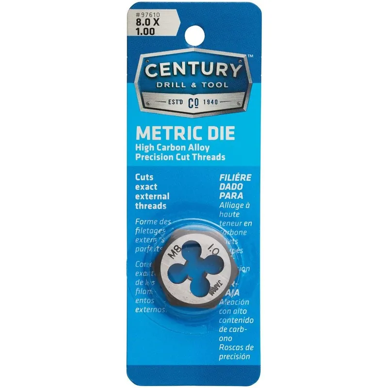 Century Drill Tool 97610 8.0x1.00 NPT 1 In. Across Flats Hexagon Pipe Die