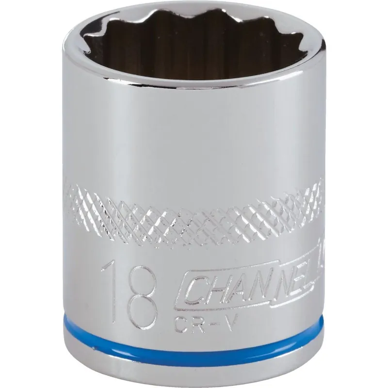 Channellock 347027 3/8 In. Drive 18 mm 12-Point Shallow Metric Socket