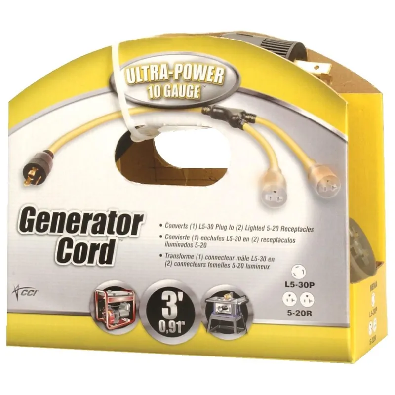 Coleman Cable 19158802 Ultra-Power 3 Ft. 10/3 Generator Cord