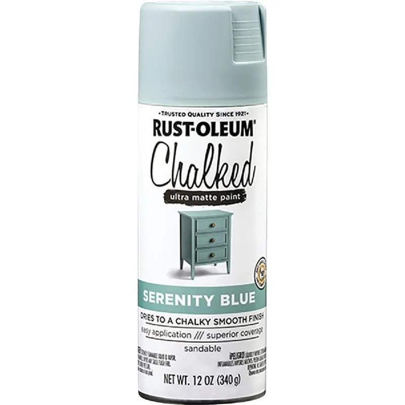 Rust-Oleum 302595 Chalked 12 Oz. Ultra Matte Spray Paint Serenity Blue
