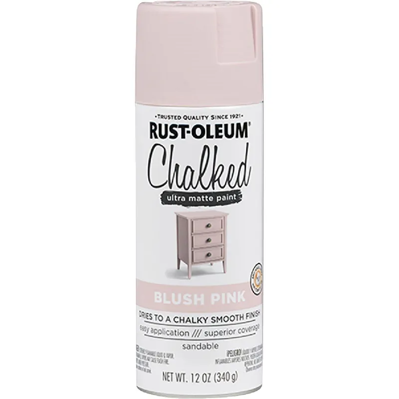 Rust-Oleum 302594 Chalked 12 Oz Ultra Matte Spray Paint Blush Pink