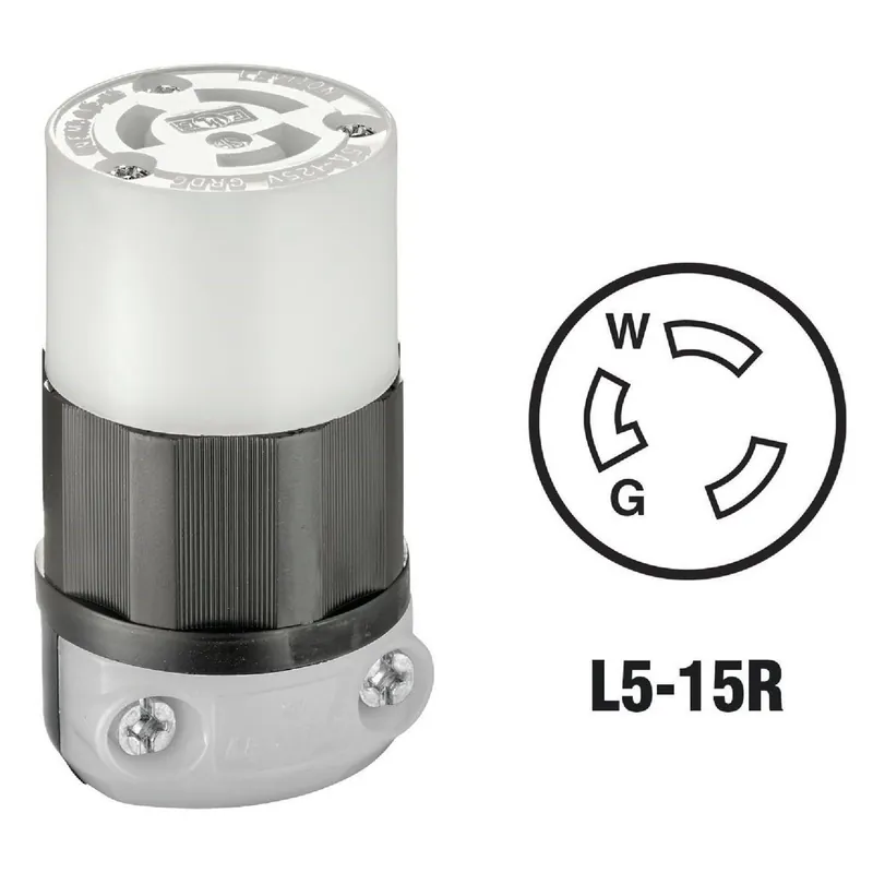Leviton 165-04729-00C 15A 125V 3-Wire 2-Pole Industrial Grade Locking Cord Connector