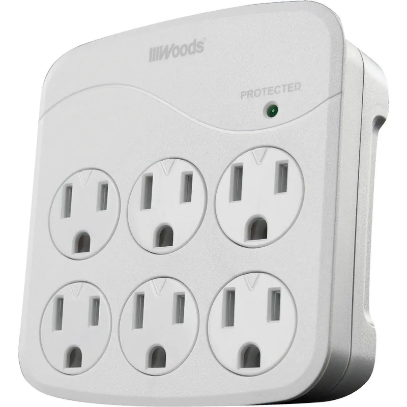 Woods 41076 6-Outlet 15A Gray Surge Tap