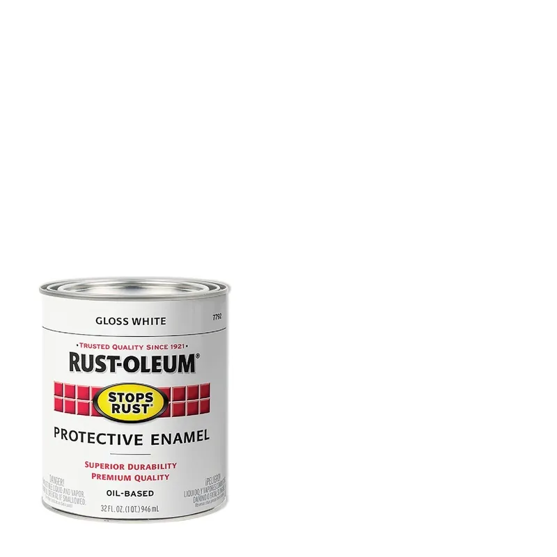 Rust-Oleum 7792504 Stops Rust Oil Based Gloss Protective Rust Control Enamel White 1 Qt.