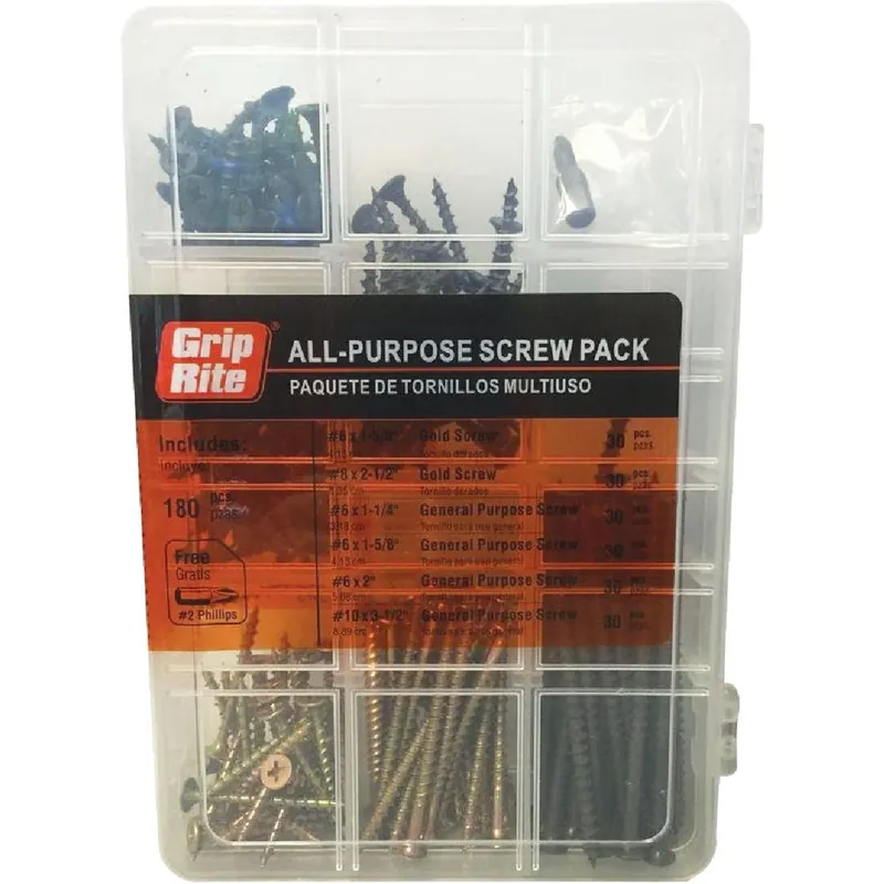 Grip-Rite MPCDWS All-Purpose Interior Steel Screw Assortment Kit 170 Pcs.
