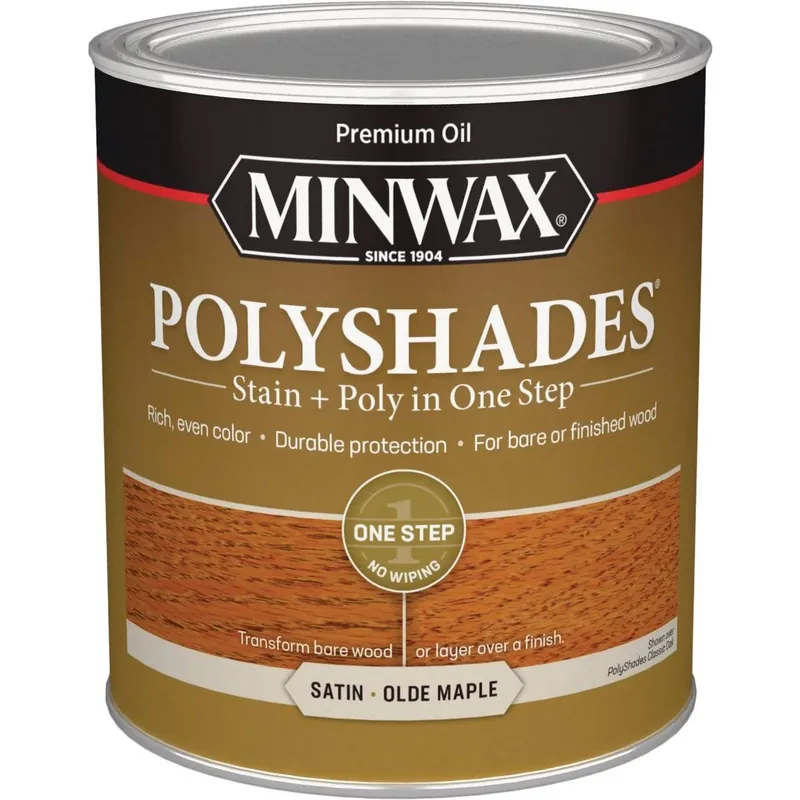Minwax 61330444 Polyshades 1 Qt. Satin Stain & Finish Polyurethane In 1-Step, Olde Maple