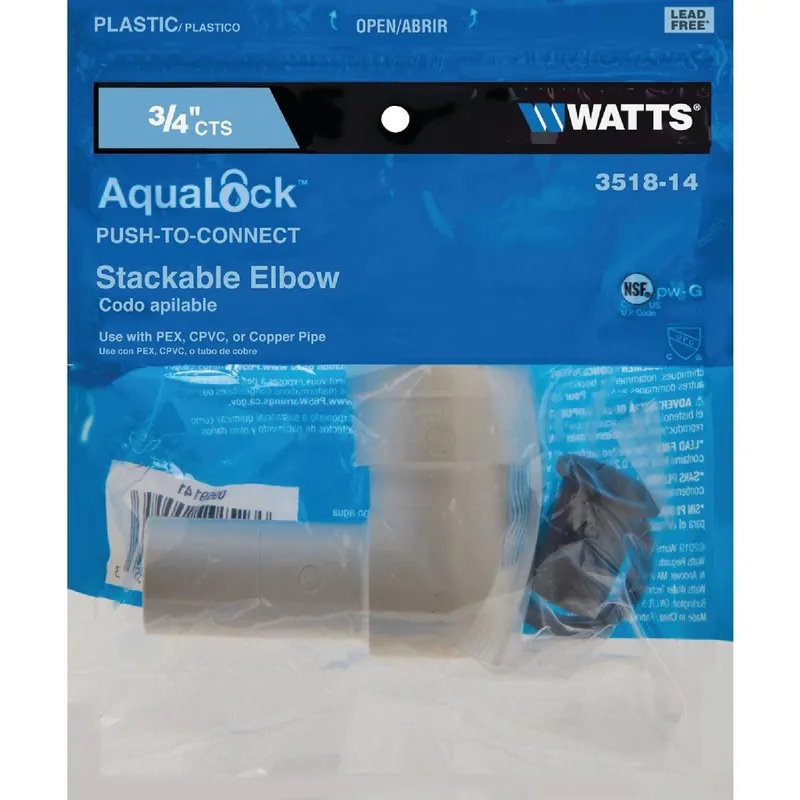Watts 3518-14 3/4 In. CTS 90 Deg. Quick Connect Stackable Plastic Elbow (1/4 Bend)