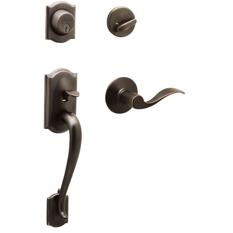 Schlage F60GCAM716ACC Aged Bronze Entry Door Handleset with Accent Lever