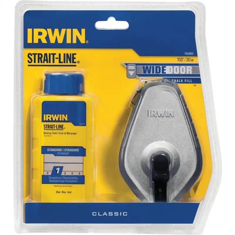 Irwin IWHT48441BC STRAIT-LINE 100 Ft Classic Chalk Line Reel and Chalk