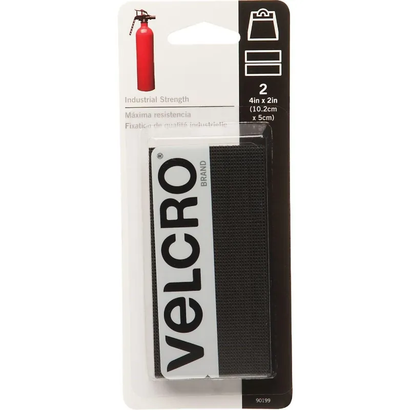 Velcro 90199 VELCRO Brand 2 In. x 4 In. Black Industrial Strength Hook & Loop Strip (2 Ct.)