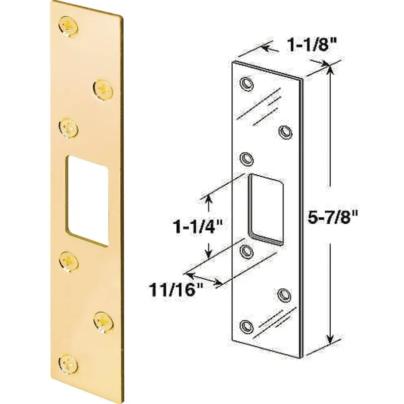 Defender Security U9535 Polished Brass 1-1/8 In. Heavy-Gauge Deadbolt Security Strike Plate