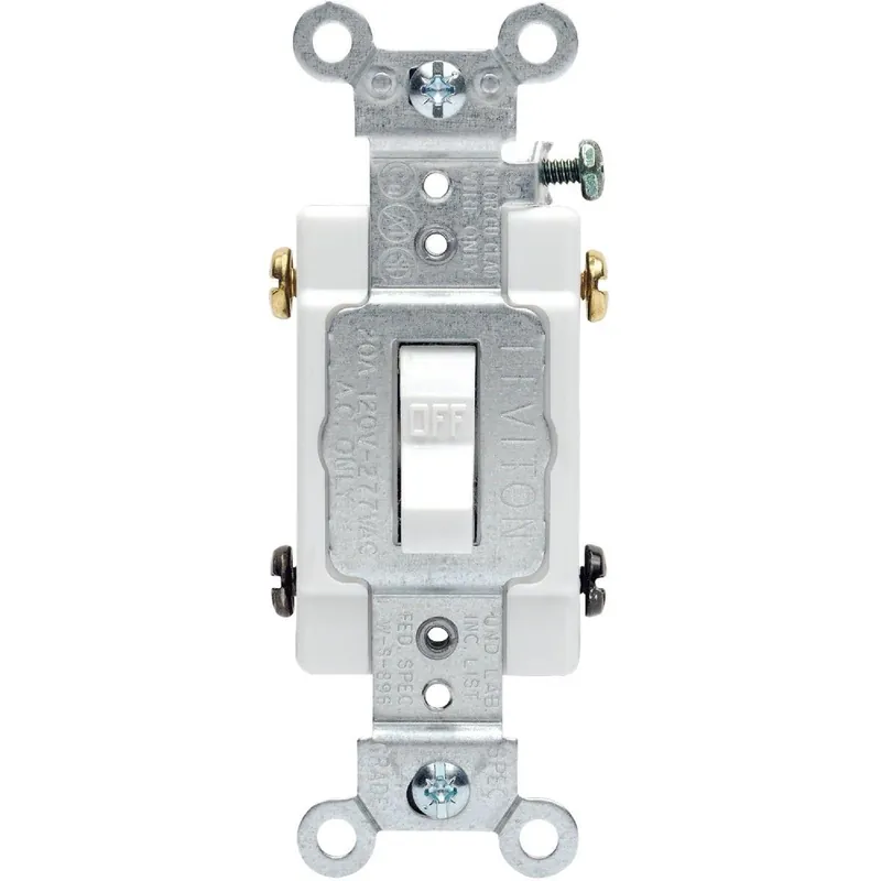 Leviton S08-CS220-2WS Toggle White 20A Grounded Quiet Double Pole Switch