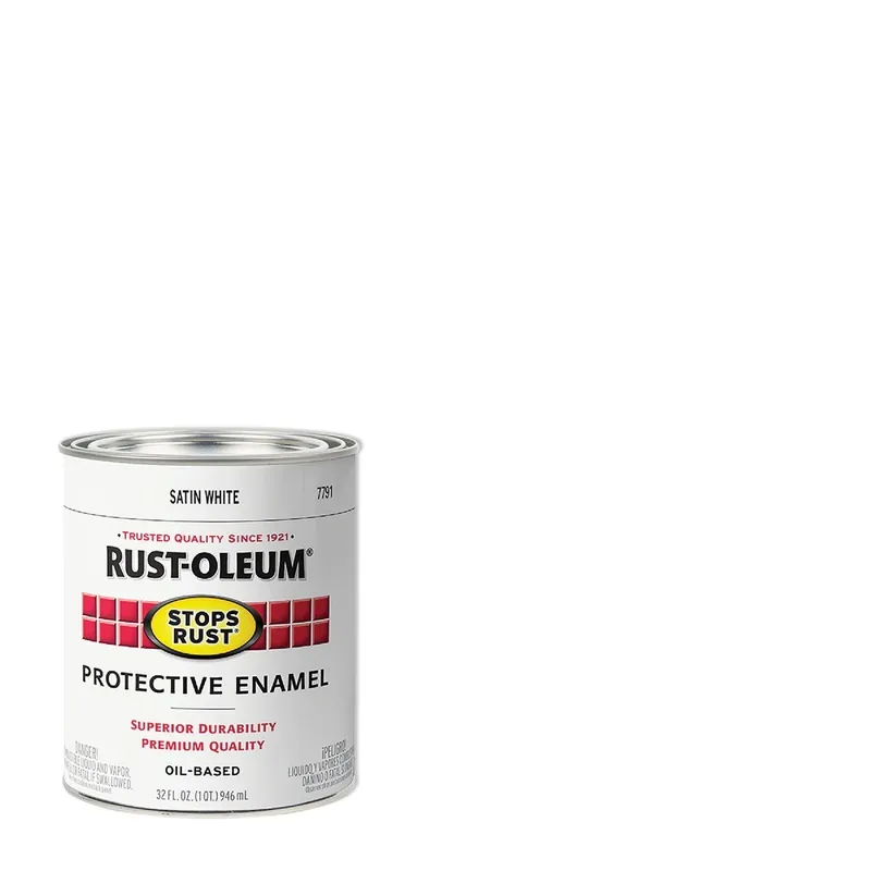 Rust-Oleum 7791502 Stops Rust Oil Based Satin Protective Rust Control Enamel White 1 Qt.