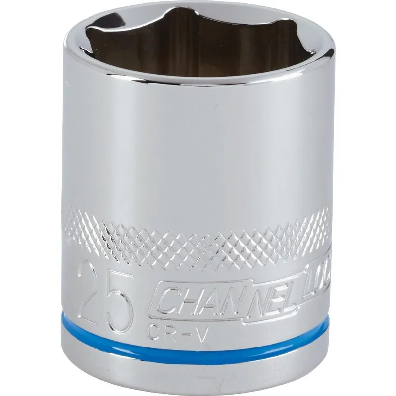Channellock 302827 1/2 In. Drive 25 mm 6-Point Shallow Metric Socket